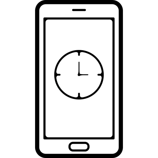 Cellphone with a clock symbol on screen