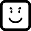 Smiling emoticon face in a square