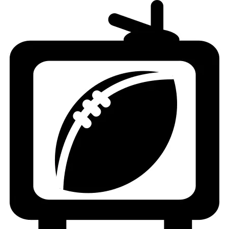 Rugby ball on tv monitor
