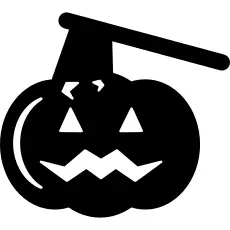 Halloween pumpkin with stuck axe