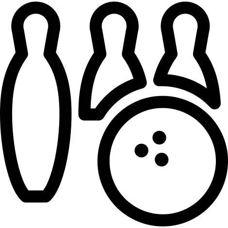 Three bowling pins and ball