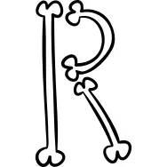 Bones typography outline of letter R