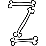 Letter Z of bones outline of Halloween typography