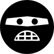 Emoticon rounded square criminal face with covered eyes with a mask
