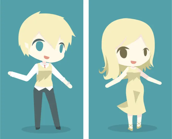 Blonde dancing boy and girl