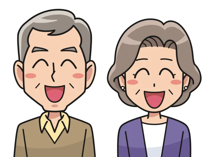 Laughing couple cartoon style