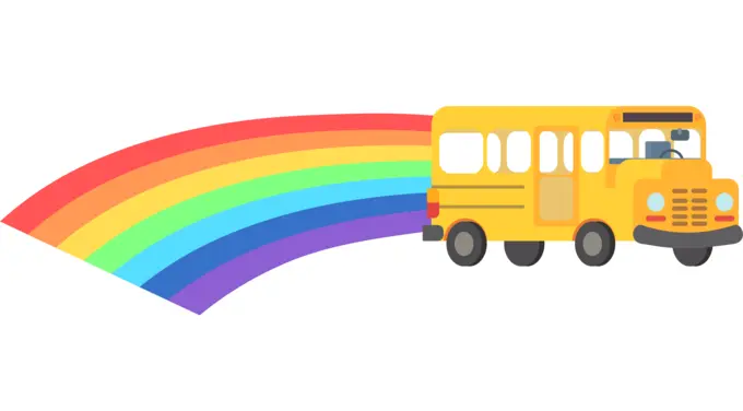 Rainbow school bus