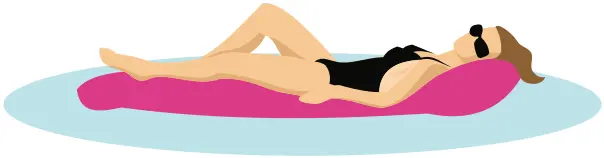 Lady floating on mattress