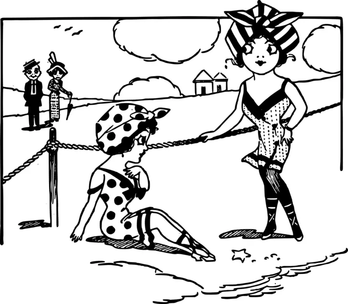 Beach bathing ladies