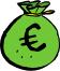 Green EUR money bag