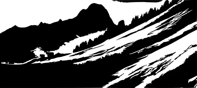 Mountain landscape in monochrome