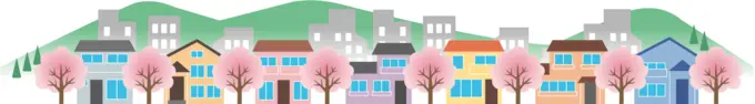 Street with cherry blossom
