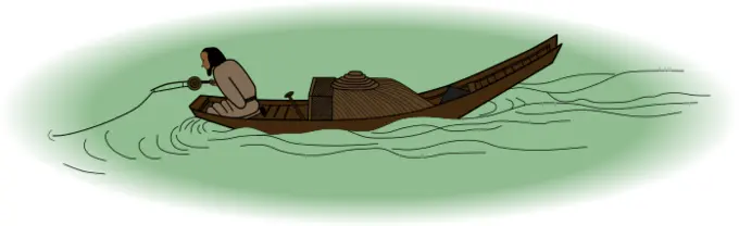 Man fishing on a lake