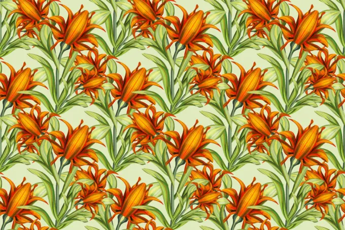 Floral pattern with green background