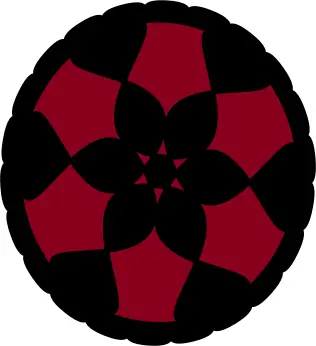 Red and black floral circle