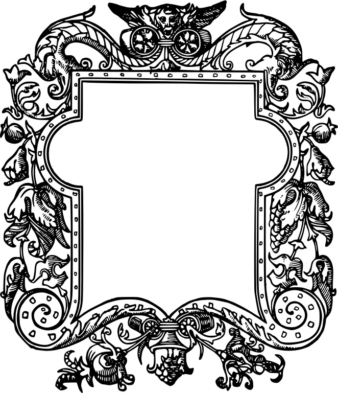 Square mirror with ornaments