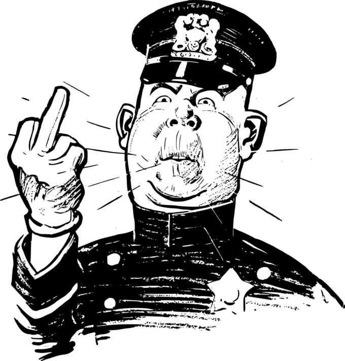 Cop with middle finger