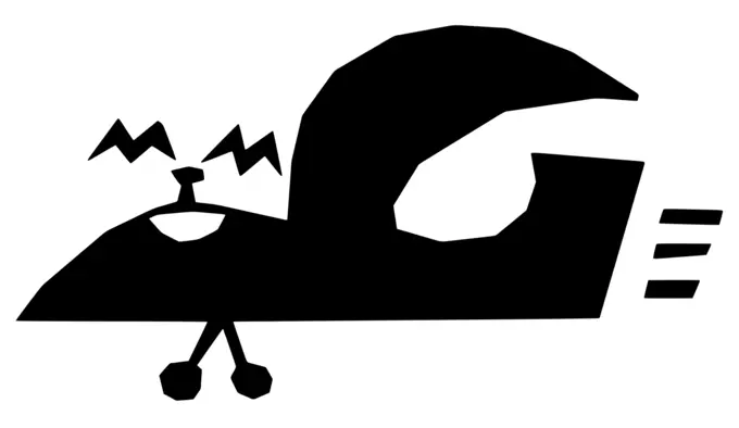 Retro spaceship vector silhouette