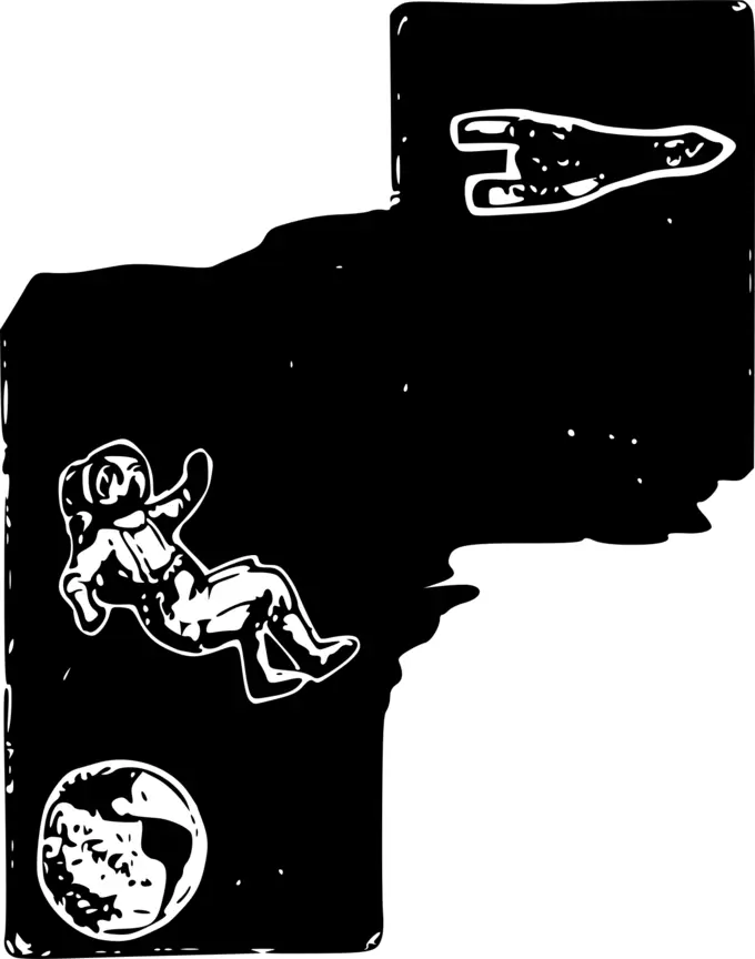 Earth, astronaut and rocket