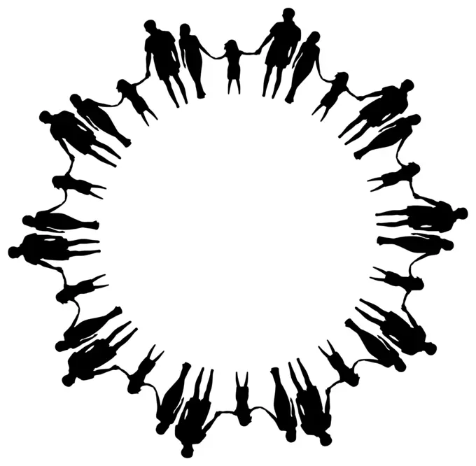 Family holding hands in circle