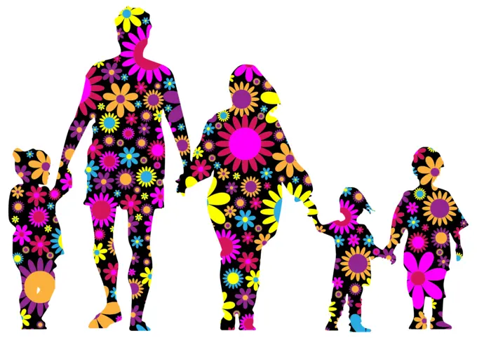 Floral family silhouette