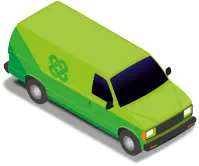 Green delivery van