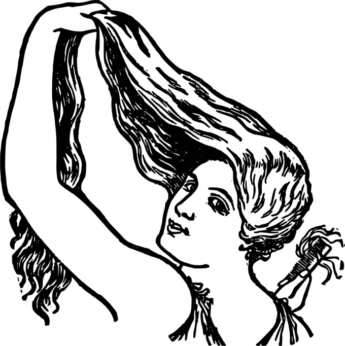 Lady combs her hair