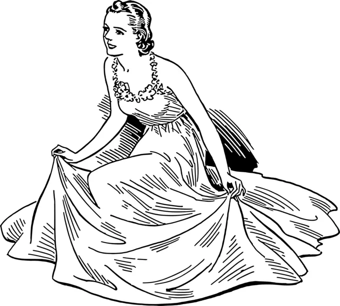 Kneeling lady in dress