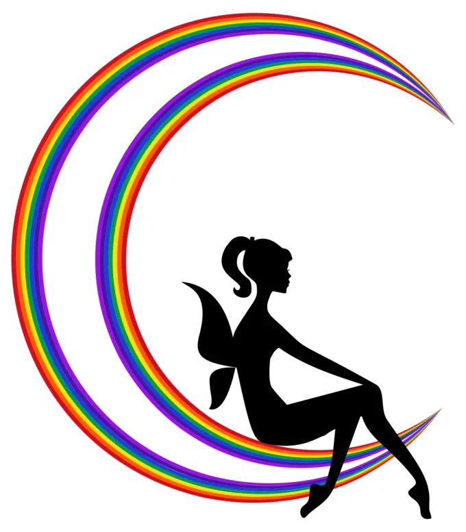 Fairy on rainbow moon