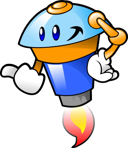 Cartoon robot taking of