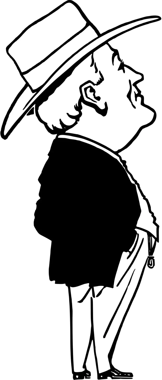 Man with big headand hat