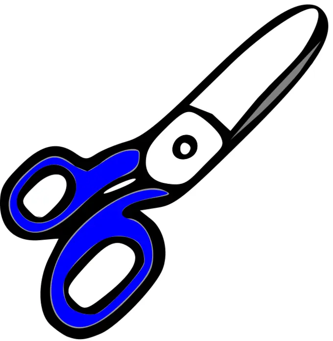 Scissors with blue handles