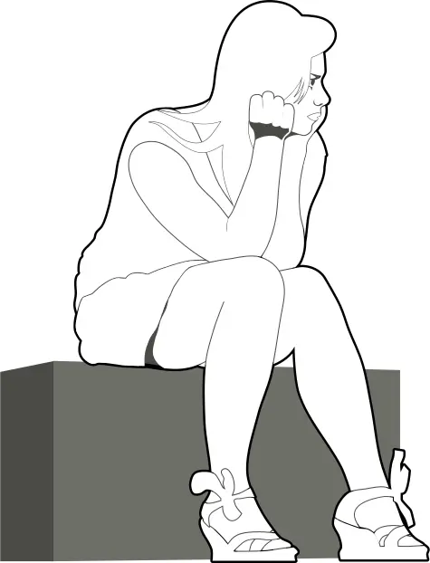 Waiting girl vector sketch