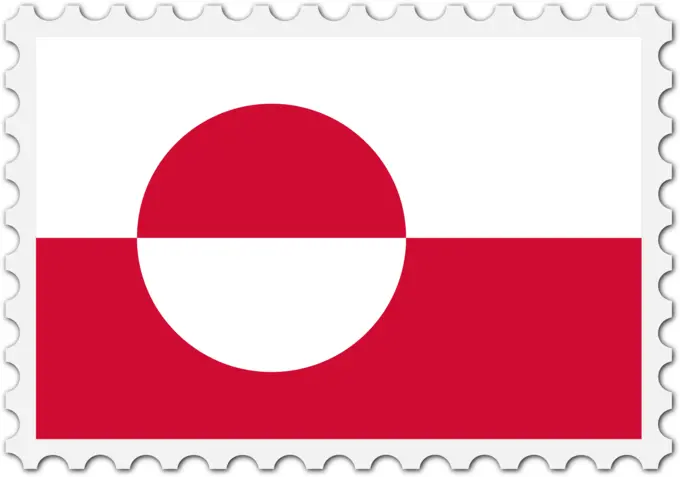 Greenland flag stamp