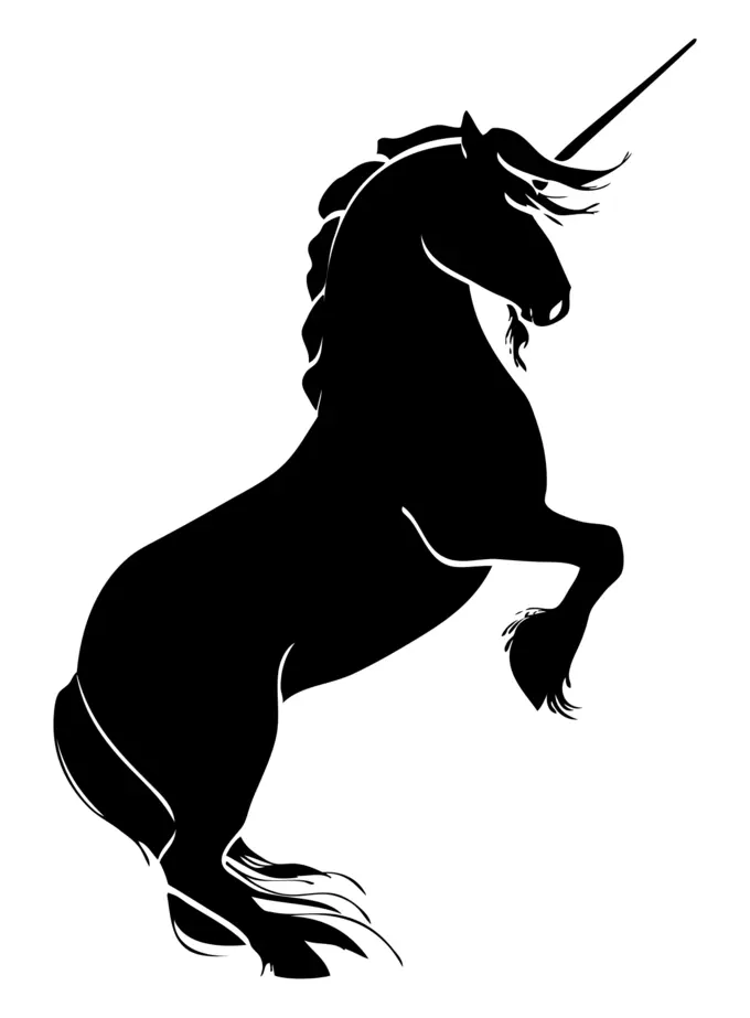 Rearing unicorn silhouette