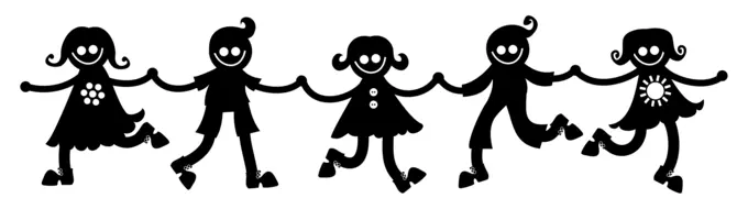 Kids dancing silhouette