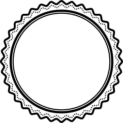 Black and white badge