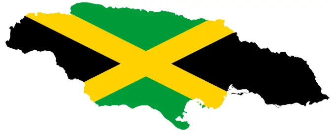 Jamaica's map with flag