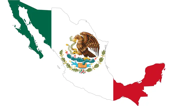 Mexico's flag and map