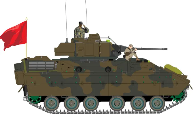 Armored vehicle with soldiers
