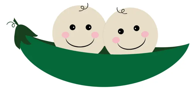Cartoon pea with babies.