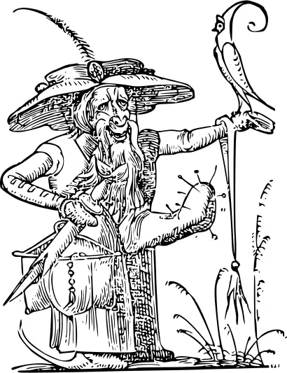 Old wizard monochrome art