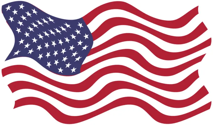American flag in a wind