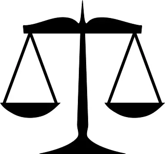 Black and white image of justice scale