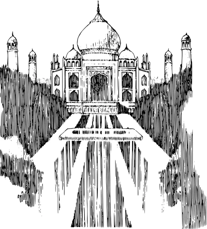 Taj Mahal drawn by pencil illustration