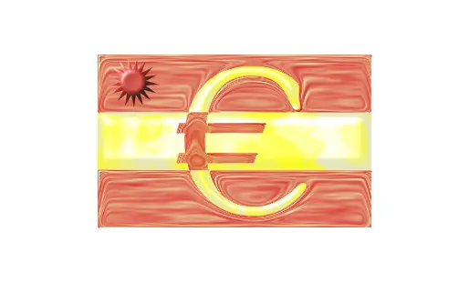 Spanish flag with Euro sign vector image