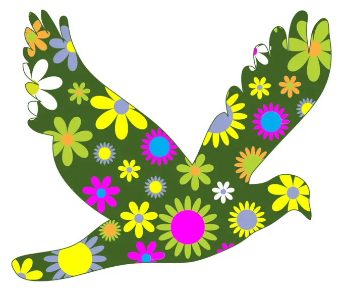 Retro floral bird drawing
