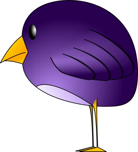 Little round purple bird standing vector graphics