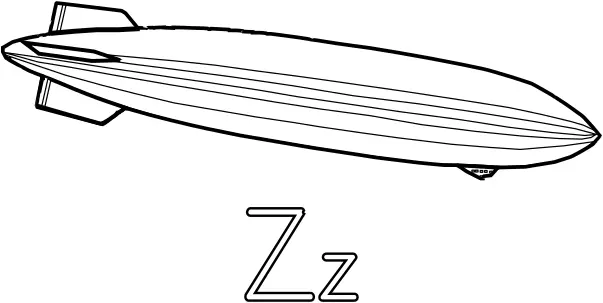 Z is for Zeppelin alphabet learning guide graphics
