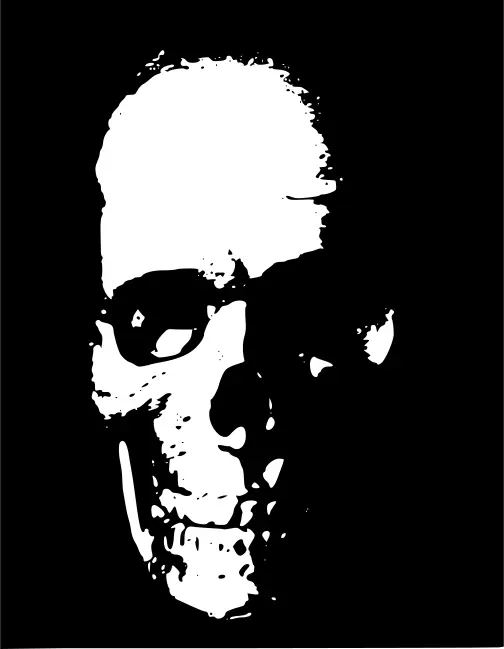 Vector drawing of human skull on black background